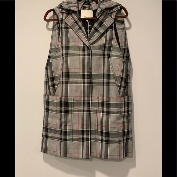3.1 Phillip lim plaid dropped armhole hooded vest size XS oversized fit, NWT - Picture 4 of 10